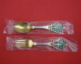 Christmas by A. Michelsen Sterling Silver Fork and Spoon Set 2pc 1932 Vermeil
