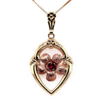 10k Rose Gold Genuine Natural Ruby Flower Pendant (#J5579)