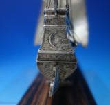 Danish .833 Silver Sculpture Ship with Three Masts Sails Wire Wood Base (#5402)