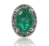 Platinum 1.48cttw Fine Genuine Natural Emerald Diamond Stud Earrings (#J6718)