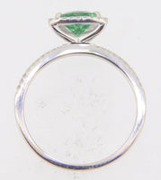 14k Gold Trillion Cut .64ct Green Genuine Tourmaline Ring with Diamonds (#J4002)