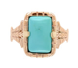 Victorian 10k Rose Gold Genuine Natural Turquoise Ring Size 5.25 (#J7211)