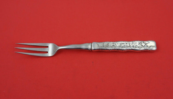 Lap Over Edge Acid Etched by Tiffany & Co Sterling Fruit Fork w/ foliage HHAS 7"
