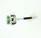 18k White Gold Sea Green Genuine Natural Tourmaline and Diamond Ring (#J5043)