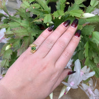 14k Yellow Gold Genuine Natural Peridot Leaf Bypass Ring Size 6.25 (#J6281)