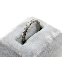 18k White Gold Wedding Band Crisp Engraved New Old Stock Size 6 (#J6287)