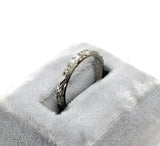 18k White Gold Wedding Band Crisp Engraved New Old Stock Size 6 (#J6287)