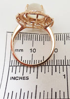 14k Rose Gold 3.83ct Genuine Natural Moonstone Ring with Diamonds (#J3318)