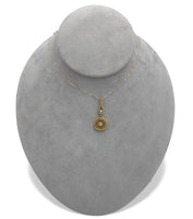 14k Yellow Gold Victorian Filigree Opal and Seed Pearl Lavaliere Pendant #J7100