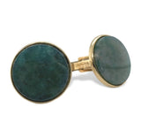 Vintage 12/20 Gold Filled Green Moss Genuine Agate Cufflinks by Jaguar (#J7532)