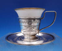 Webster Sterling Silver Demitasse Cup w/Rosette Pierced w/Liner Saucer (#6313)