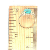 10k Yellow Gold Vintage Genuine Natural Turquoise Ring Applied Flowers (#J5213)