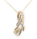 14k Yellow Gold Pendant w/Genuine Natural Gold Vein Quartz and Diamonds (#J6670)
