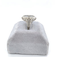 14k White Gold Genuine Natural Filigree Rock Crystal Diamond Ring (#J6206)