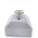 14k White Gold Genuine Natural Filigree Rock Crystal Diamond Ring (#J6206)