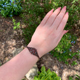 Genuine Natural Bohemian Garnet Bangle Bracelet with Rosette Center (#J7247)