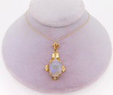 Vintage 18k Oval Genuine Natural Opal with 14k Chain (#J3908)