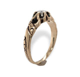 Victorian 10k Yellow Gold Genuine Natural Diamond Belcher Ring Size 4 (#J7069)