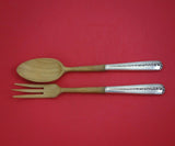 Rambler Rose by Towle Sterling Silver Salad Serving Set 2pc Olive Wood 10 3/4"
