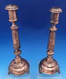 Russian Silver Candlestick Pair with Swags Ribbons Copper Plated (#8300)