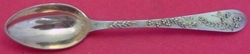 Tiffany & Co. Sterling Coffee Spoon Rose Gold w/Applied Berries & Leaves 4 3/4"
