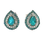 14k White Gold Brazilian Paraiba Tourmaline and Diamond Earrings w/Report #J6913