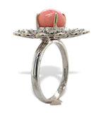 18k White Gold 3.46 Carat Conch Pearl and Rose Cut Diamond Ring w/ Report #J7224