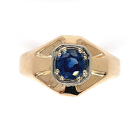 14k Yellow Gold .80ct Genuine Natural Sapphire Men's Ring Size 10.5 (#J6331)