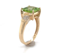 10k Yellow Gold 2.79ct Genuine Natural Peridot and Diamond Ring (#J6409)