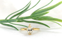 18k Gold Solitaire Ring with Fancy Shield Shaped 1.04ct Yellow Sapphire (#7223)