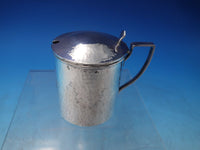 Lebolt Sterling Silver Mustard Pot Hammered Blue Glass Liner #496 (#6505)