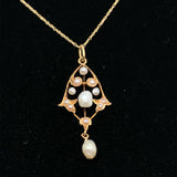 14k Yellow Gold Freshwater River Pearls Lavaliere Pendant (#J5462)