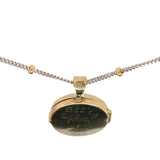 14k White Yellow Gold Locket w/18" 14k White Gold Chain Yellow Gold Beads #J7354