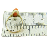10k Gold Art Nouveau Genuine Natural Coral Cameo Ring Carved Flowers (#J4723)