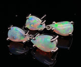 Platinum Pear Shape Genuine Natural Opal Drop Earrings with Lively Color #J6713
