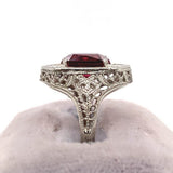 2.30ct Genuine Natural Garnet Filigree 10k White Gold Ring Jewelry (#J5774)
