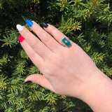 10k Gold Filigree Ring with Genuine Natural Green Onyx and Diamond Accent #J6597