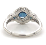 Art Deco Platinum 1.04 Carat Genuine Sapphire and Diamond Filigree Ring (#J7179)