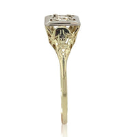 14k Gold Art Deco Filigree Ring w/Champagne Genuine Natural Diamond (#J6811)