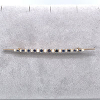 14k Antique Montana Sapphire and Pearl Bar Pin (#J5384)