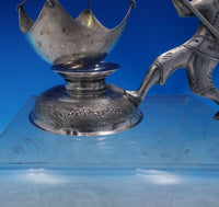 .900 Silver Tea Strainer Figural Man and Fishing Pole w/Net Hanoi Vietnam #3954
