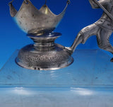 .900 Silver Tea Strainer Figural Man and Fishing Pole w/Net Hanoi Vietnam #3954