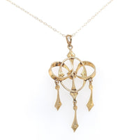 14k Yellow Gold Victorian Diamond Bow Lavaliere with Three Drops (#J6428)