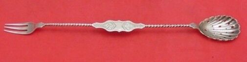 Coin Silver by Unknown Pickle Fork & Olive Spoon Combo Brite-Cut Twisted 11"