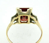 10k Yellow Gold Radiant Cut Genuine Natural Garnet and Diamond Ring (#J5038)