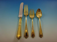 D'Orleans Gold by Towle Sterling Silver Flatware Service Set 8 Vermeil 32 Pieces