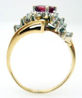 14k Yellow Gold Genuine Natural Ruby and Diamond Ring Size 7.75 (#J2746)