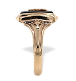 10k Yellow Gold Genuine Natural Black Onyx Signet Initial "I" Ring 8.5 (#J7411)