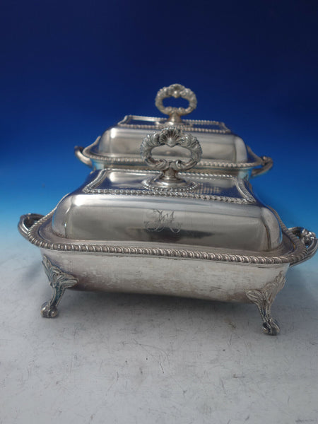 Gadroon English Silverplate Pair of Vegetable Warming Pans Vintage (#6114)