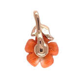 14k Rose Gold Pendant with Carved Genuine Natural Coral Flower Jewelry (#J7430)